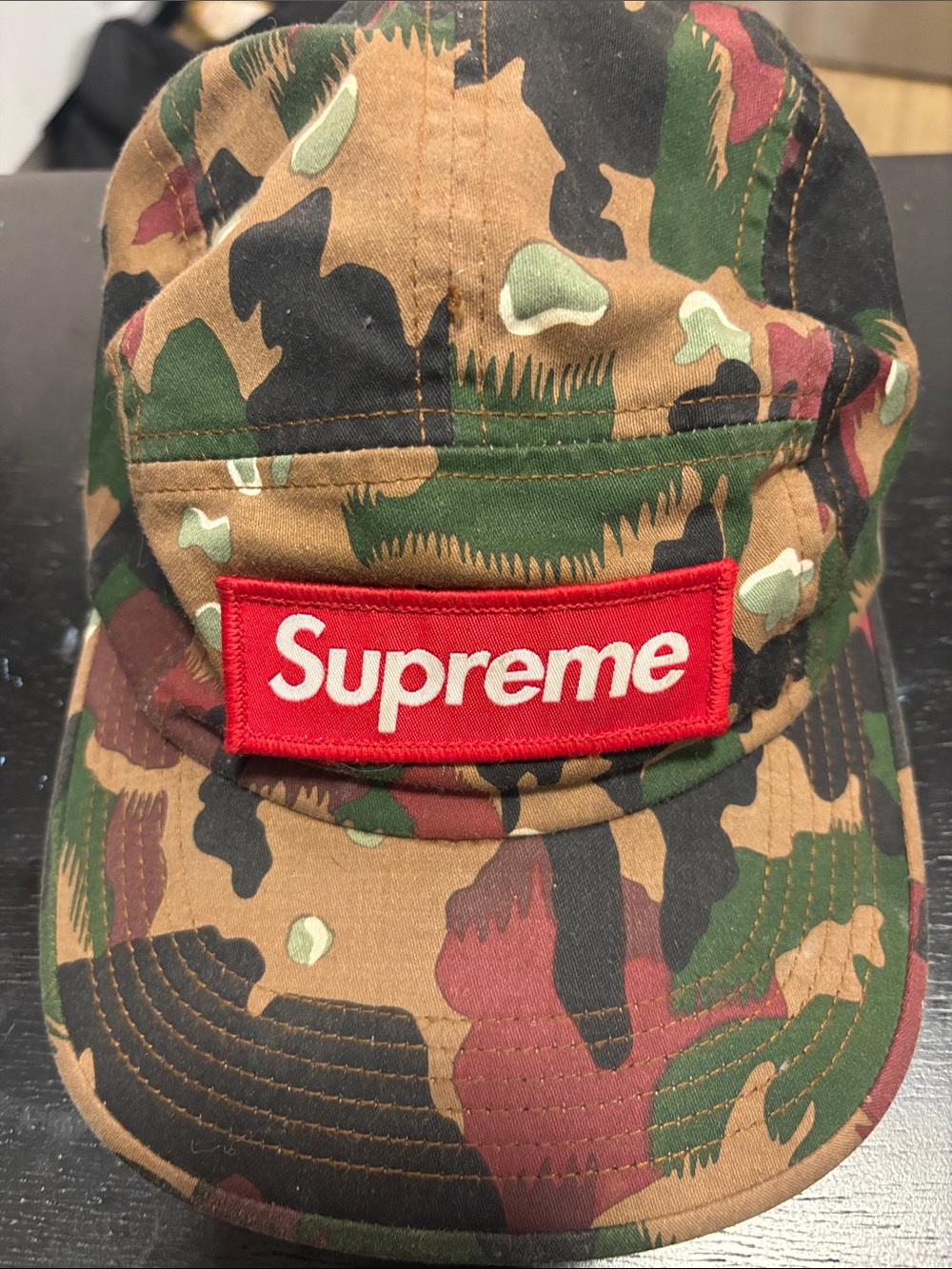 Supreme Camouflage Camp Cap with Red Box Logo